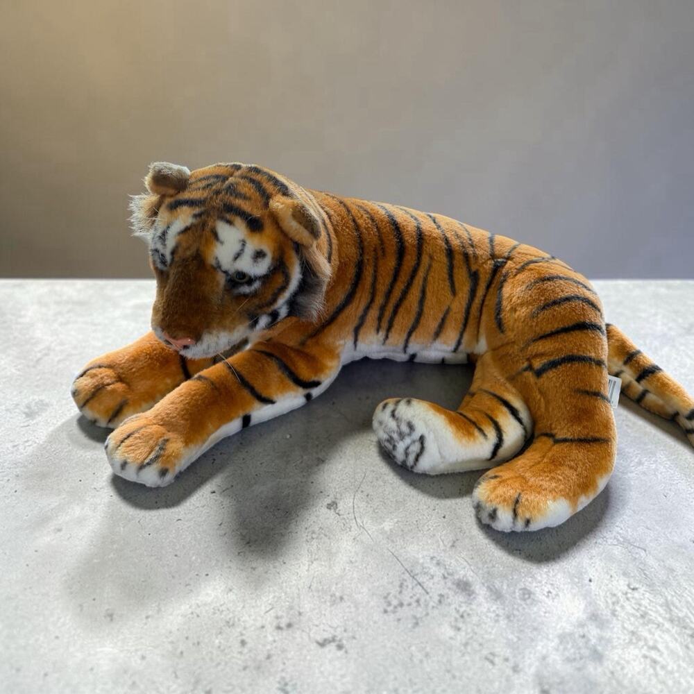 Vtg KellyToy TIGER Large 30” (feet to tush) Plush Stuffed Animal Realistic RARE